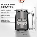 Secura French Press Coffee Maker, 50-Ounce, 18/10 Stainless Steel Insulated Coffee Press with Extra Screen