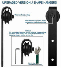Load image into Gallery viewer, Homlux 6ft Heavy Duty Sturdy Sliding Barn Door Hardware Kit Single Door - Smoothly and Quietly - Simple and Easy to Install - Fit 1 3/8-1 3/4&quot; Thickness Door Panel(Black)(J Shape Hangers)
