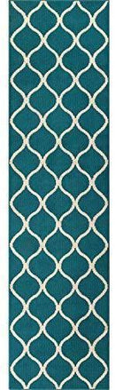 Maples Rugs Rebecca 2'6 x 10' Non Skid Hallway Carpet Entry Rugs Runners for Kitchen and Entryway, Grey/White