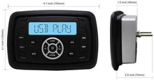 Load image into Gallery viewer, Marine Stereo Audio Radio FM AM Bluetooth Music with USB Input for ATV UTV RZR XP900 Motorcycle Boat Golf Cart Truck SPA Heavyduty Powersports Car MP3 Player Vehicles Headunit Sound System
