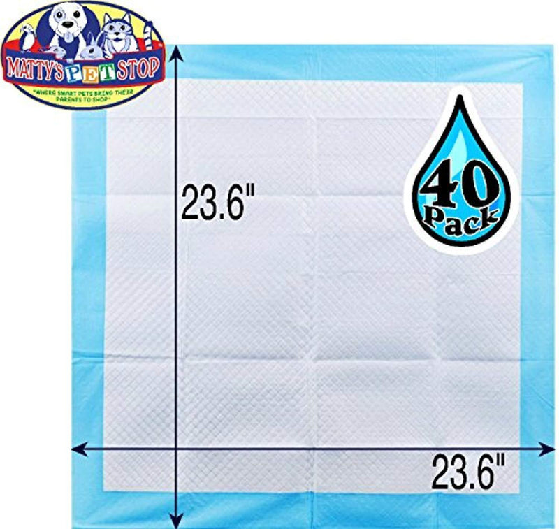 Matty's Pet Stop Premium Pet Training Pads for Dog & Puppy (23.6" x 23.6") Super-Absorbent - 40 Pack