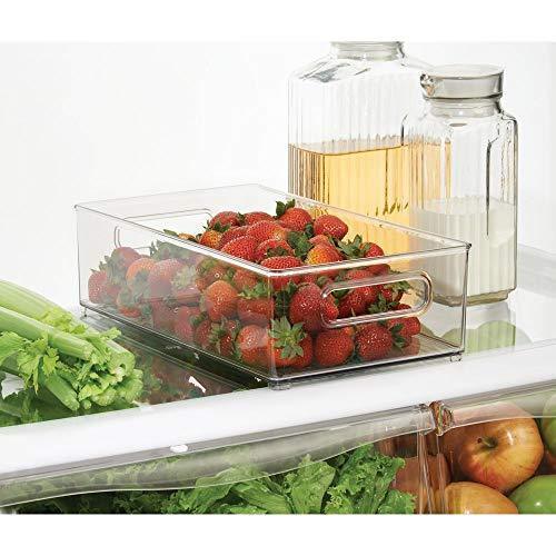 mDesign Large Stackable Kitchen Storage Organizer Bin with Pull Front Handle for Refrigerators, Freezers, Cabinets, Pantries