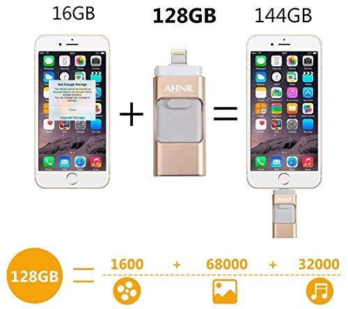 USB Flash Drives for iPhone 128GB [3-in-1] OTG Jump Drive, AHNR Thumb Drives External Micro USB Memory Storage Pen Drive, USB 3.0 Flash Memory Stick for iPhone, iPad, iOS, Android, PC(Silver)