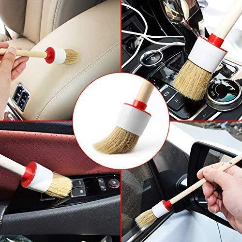 Manfiter Detailing Brush Set, Car Duster, Auto Detail Brush Set with Car Dash Duster Brush for Car Motorcycle Automotive Cleaning Wheels, Dashboard, Interior, Exterior, Leather, Air Vents