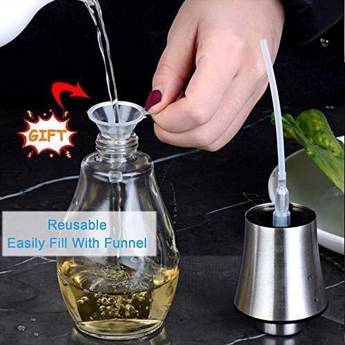 INVOKER Olive Oil Sprayer for Cooking Bottle 200ml, Refillable Oil and Vinegar Dispenser Bottle with Basting Brush and oil Funnel for BBQ Making Salad Baking Roasting Grilling Frying