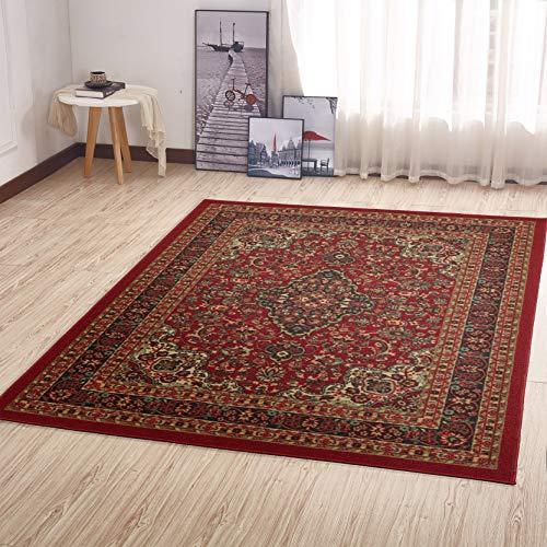 Ottomanson Ottohome Collection Persian Heriz Oriental Design with Non-Skid (Non-Slip) Rubber Backing Area Rug,5'0