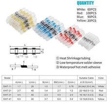 Load image into Gallery viewer, Kuject 120PCS Solder Seal Wire Connectors, Self-Solder Heat Shrink Butt Connector Waterproof Insulated Electrical Butt Splice Wire Terminals for Marine Automotive Aircraft Boat Truck Stereo Wire Joint
