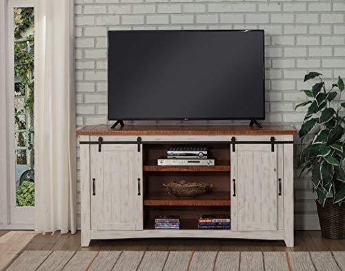 Martin Svensson Home Taos 65" TV Stand, Antique White & Aged Distressed Pine, Antique White and Aged Distressed Pine