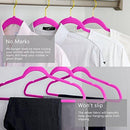 MIZGI Premium Velvet Hangers (Pack of 50) Heavyduty - Non Slip - Velvet Suit Hangers Pink - Gold Hooks,Space Saving Clothes Hangers (Pink) …