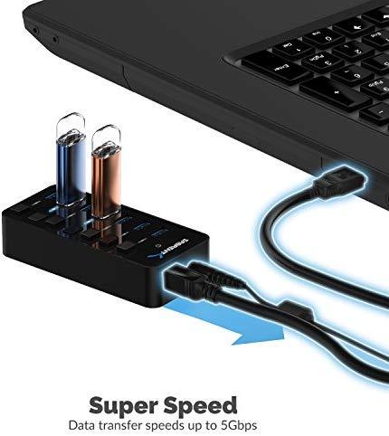 Sabrent 4-Port USB 3.0 Hub with Individual LED Power Switches (HB-UM43)