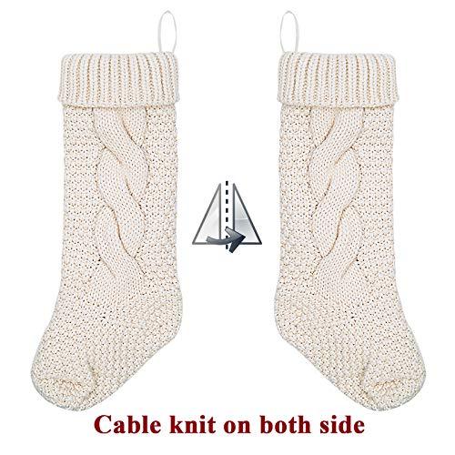 LimBridge Christmas Stockings, 2 Pack 18 inches Large Size Cable Knit Knitted Xmas Rustic Personalized Stocking Decorations for Family Holiday Season Decor, Cream or Burgundy