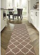 Maples Rugs Rebecca 2'6 x 10' Non Skid Hallway Carpet Entry Rugs Runners for Kitchen and Entryway, Grey/White