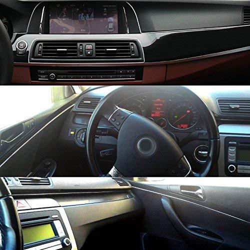 YIJINSHENG Car Interior DIY Automobile Motor Exterior Decoration Moulding Trim Strip line Sticker Insert Type Air Outlet Dashboard Decoration 3D Strip 8 Meters Car Styling Molding(Silver)