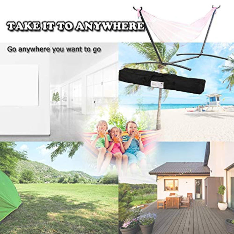 FDW Hammock Stand Portable Heavy Duty Hammock Stand Portable Steel Stand Only for Outdoor Patio or Indoor with Carrying Case