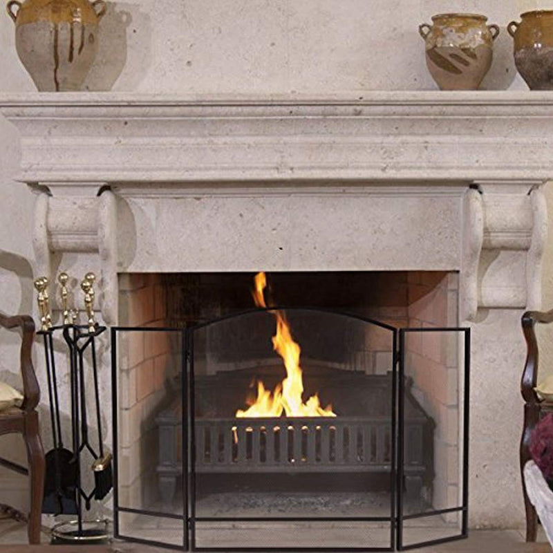 Costzon 3 Panel Fireplace Screen Foldable Arch Home Fire Protection Furniture Decor