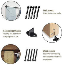 Load image into Gallery viewer, Homlux 6ft Heavy Duty Sturdy Sliding Barn Door Hardware Kit Single Door - Smoothly and Quietly - Simple and Easy to Install - Fit 1 3/8-1 3/4&quot; Thickness Door Panel(Black)(J Shape Hangers)
