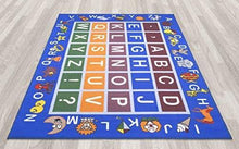 Load image into Gallery viewer, Ottomanson Jenny Collection Light Blue Frame with Multi Colors Kids Children&#39;s Educational Alphabet (Non-Slip) Area Rug, Blue, 8&#39;2&quot; x 9&#39;10&quot;
