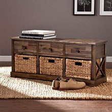 Load image into Gallery viewer, Southern Enterprises Jayton 2-Basket Storage Shelf, Brown
