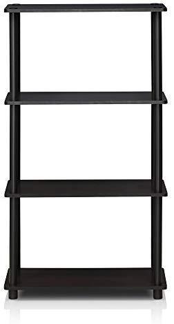 Furinno (99557BK/GY) Turn-N-Tube 4-Tier Multipurpose Shelf Display Rack - Black/Grey