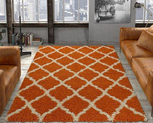 Load image into Gallery viewer, Ottomanson Collection shag Trellis Area Rug, 5&#39;3&quot; x 7&#39;, Gray
