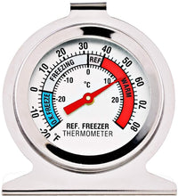 Load image into Gallery viewer, FOHO Durable Steel Refrigerator-Freezer Thermometer - Monitors The Internal Temperature of Your Refrigerator or Freezer, Hooks or Stands Alone
