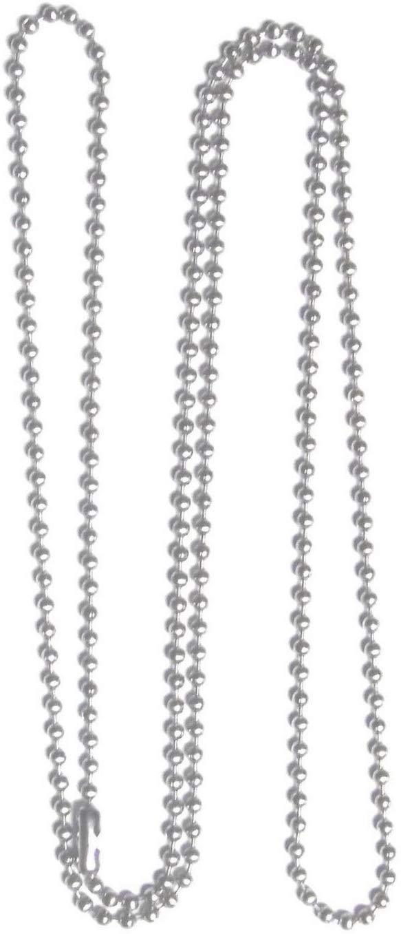 50pcs Nickel Plated Ball Chain Necklace, KinHom 24 Inches Long 2.4mm Bead Size # 3 Adjustable Antiqued Metal Bead Steel Chain Matching Connectors Jewelry Findings