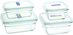 Glasslock 11368 2 Rectangle and 2 Square Assorted Oven Safe Container Set, 4-Piece