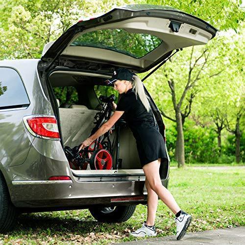 Tangkula Golf PushCart Swivel Foldable 3 Wheel Push Pull Cart Golf Trolley with Seat Scoreboard Bag Golf Push Cart