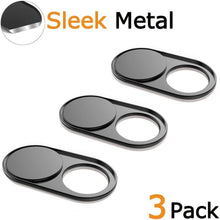 Load image into Gallery viewer, Webcam Cover Slide 0.022in Ultra Thin Metal Magnet Web Camera Cover for MacBook Pro Laptops Smartphone Mac PC Tablets for Echo Spot Show Protecting Your Privacy Security Black(3 Packs)
