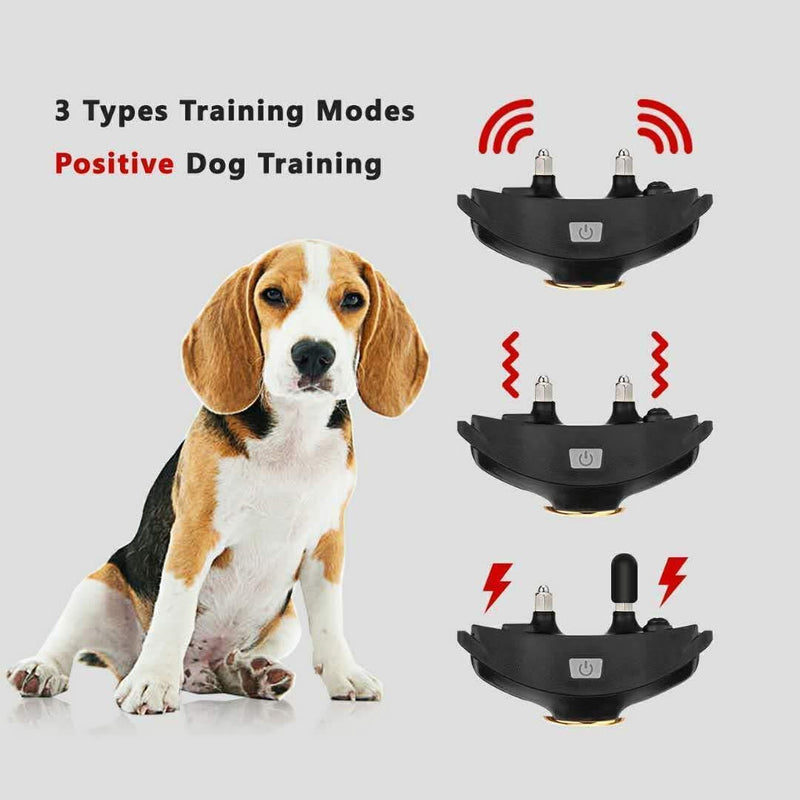 Peteme Dog Training Collar Rechargeable with Beep/Vibra/Electric Shock ，100% Waterproof Training Collar, Up to 1200Ft Remote Shock Electric Collar