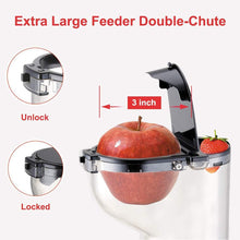 Load image into Gallery viewer, Masticating Juicer Machines, Hethtec Cold Press Juice Extractor with Large Double-Chute and Clean Brush for Fruits and Vegetables, High Yield, BPA-Free, 60R/M, 150W (red-1)
