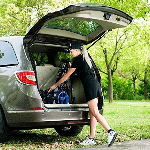 Tangkula Golf PushCart Swivel Foldable 3 Wheel Push Pull Cart Golf Trolley with Seat Scoreboard Bag Golf Push Cart
