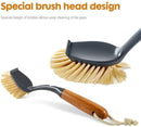 Mastertop 3PCS Durable Bamboo Brush Set with Dish Brush Pan Brush Floor Brush Used to Kitchen Washing Floor Brush Scrubber