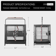 Load image into Gallery viewer, VIVOHOME 18 Inch Heavy Duty Wrought Iron Travel Carrier Portable Bird Parrot Cage with Feeding Bowls and Rope Perch
