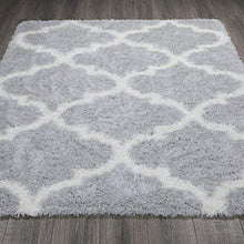 Load image into Gallery viewer, Ottomanson Flokati Trellis Design Shag Runner Rug, 2&#39; x 5&#39;, Dark Gray
