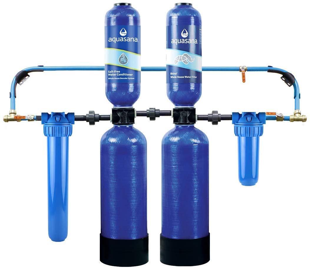 Aquasana Whole House Well Water Filter System w/ UV Purifier & Salt-Free Descaler - Filters Sediment & 97% Of Chlorine - Carbon & KDF Home Water Filtration - 500,000 Gl