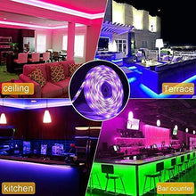 Load image into Gallery viewer, LED Strip Lights with Remote 5M 16.4 Ft 5050 RGB Flexible Color Changing Full Kit with RF Mini Controller, 12V 2A Power Supply for Home &amp; Kitchen and Indoor Decoration
