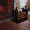 PATIO WATCHER Firewood Rack Log Holder Wood Storage Holder with Canvas Tote Carrier for Indoor Fireplace Outdoor Backyard