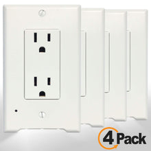 Load image into Gallery viewer, 4Pack LED Night Light Outlet Cover Plate-No Wires Or Batteries,Light Sensor Auto-On LED Guidelight,Install In a Snap,Outlet Wall Plate With 0.3W High Brightness Night Light (White,Duplex)
