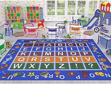 Load image into Gallery viewer, Ottomanson Jenny Collection Light Blue Frame with Multi Colors Kids Children&#39;s Educational Alphabet (Non-Slip) Area Rug, Blue, 8&#39;2&quot; x 9&#39;10&quot;
