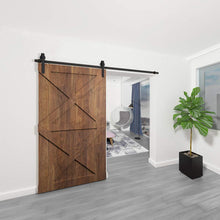 Load image into Gallery viewer, Homlux 6ft Heavy Duty Sturdy Sliding Barn Door Hardware Kit Single Door - Smoothly and Quietly - Simple and Easy to Install - Fit 1 3/8-1 3/4&quot; Thickness Door Panel(Black)(J Shape Hangers)
