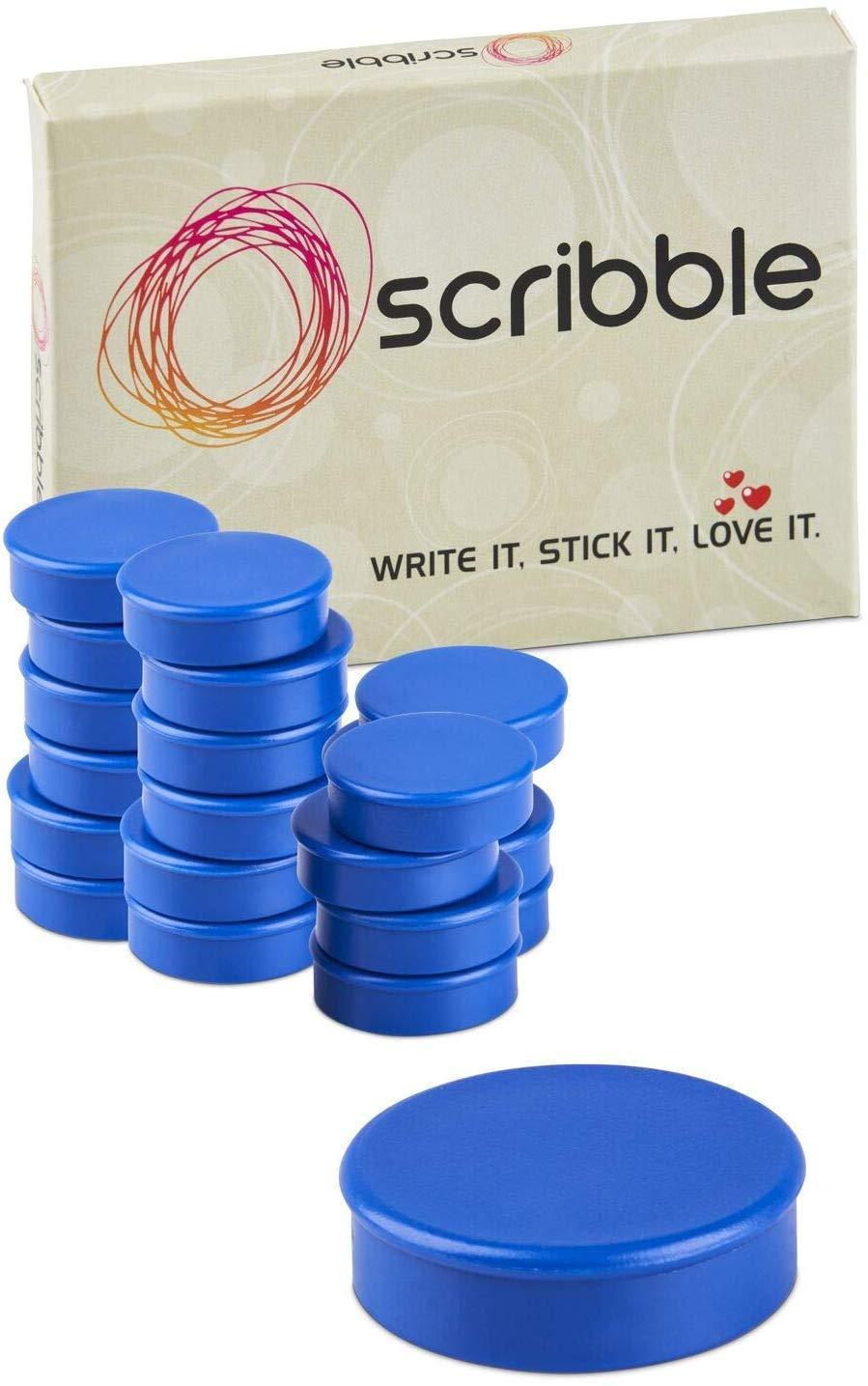 Scribble 1 Inch Blue Office Magnets (20 Pack), Colorful Round Refrigerator Magnets, Perfect for Whiteboards, Lockers & Fridge.