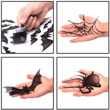 Load image into Gallery viewer, TMCCE 107 Piece Halloween Party Decorations Black Bats Spiders Window Clings Decals Stickers for Halloween Party Supplies Favor

