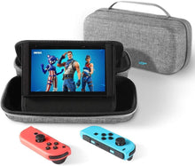 Load image into Gallery viewer, Nintendo Switch Case, VUP Switch Hard Cover Protective Travel Storage Shell for Nintendo Switch Console &amp; Accessories with 18 Game Cartridges and Handle (Gray)

