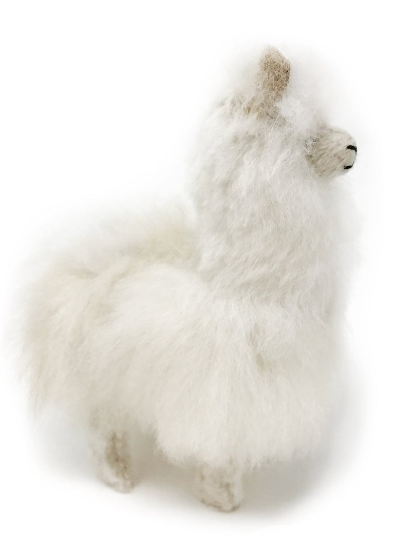 Standing Baby Alpaca Fur Alpaca Miniature Figure - White 5 Inch