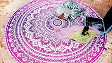 Load image into Gallery viewer, PAGISOFE Magenta Marvel Mandala Round Tapestry Hippie Indian Mandala Beach Blanket or Hippy Bohemian Table Cover or Boho Gypsy Cotton Tablecloth Beach Towel Meditation Round Yoga Mat - 72 Inches, Pink
