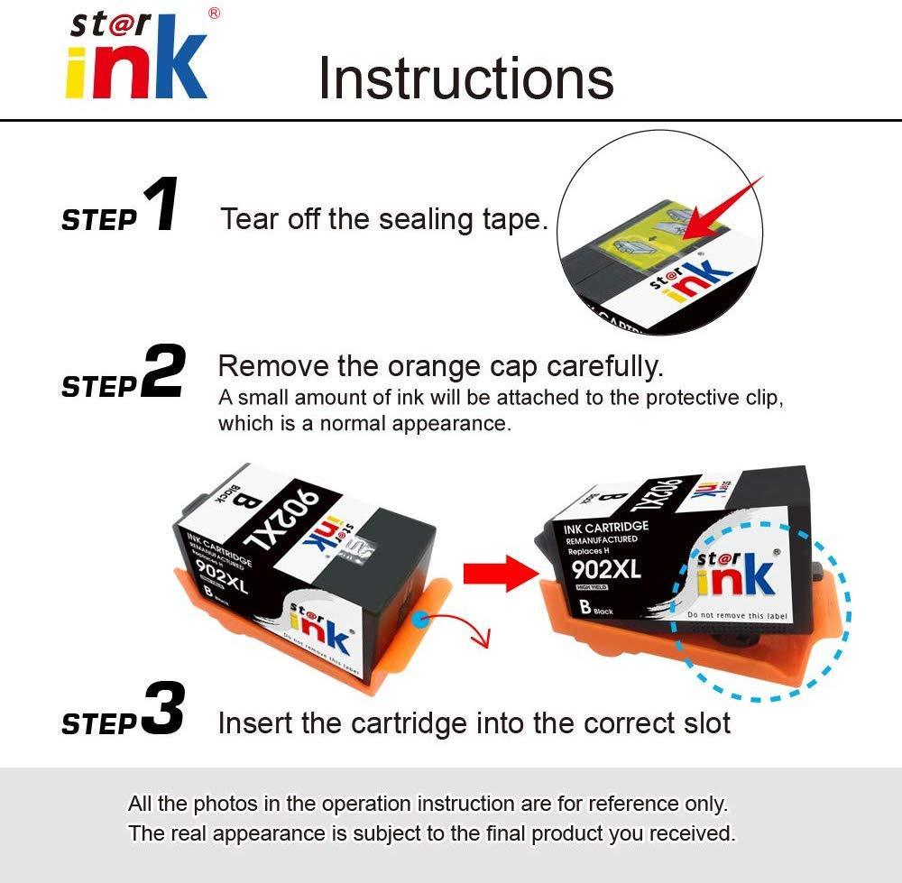 Starink Compatible Ink Cartridge Replacement for HP 902 XL 902XL Use with HP OfficeJet Pro 6978 6968 6970 6958 6962 6950 Printers (4 Packs, Black Cyan Magenta Yellow)