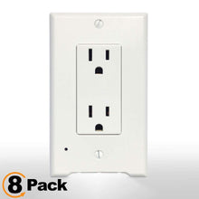 Load image into Gallery viewer, 4Pack LED Night Light Outlet Cover Plate-No Wires Or Batteries,Light Sensor Auto-On LED Guidelight,Install In a Snap,Outlet Wall Plate With 0.3W High Brightness Night Light (White,Duplex)
