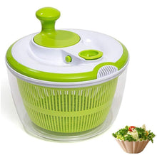 Load image into Gallery viewer, DenSan Crank Handle &amp; Locking Lid Multifunction 4.5 Quart Manual Good Grips Vegetables Dryer Dry Off Drain Quick Filter Lettuce vegetable Salad Spinner(Green)
