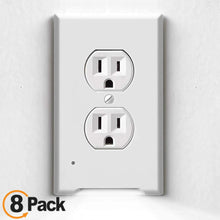 Load image into Gallery viewer, 4Pack LED Night Light Outlet Cover Plate-No Wires Or Batteries,Light Sensor Auto-On LED Guidelight,Install In a Snap,Outlet Wall Plate With 0.3W High Brightness Night Light (White,Duplex)
